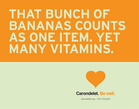 Carondelet Health Network Be Well campaign grocery cart ad creative - Bay Area branding agencies